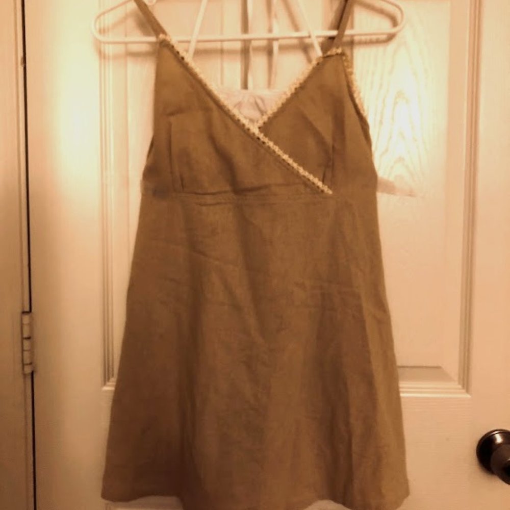 Woman khaki/white mini dress / top / camisole NWOT